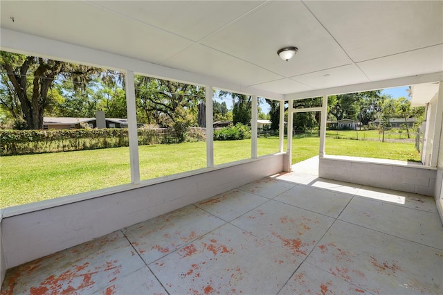 view of unfurnished sunroom