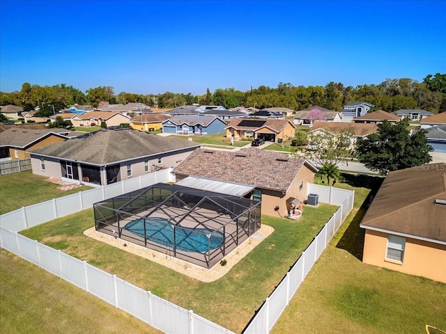 drone / aerial view with a residential view