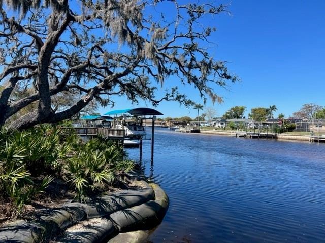 view of water feature featuring a dock