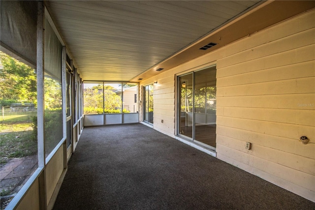 view of unfurnished sunroom