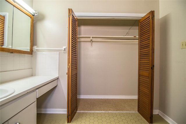 closet featuring a sink