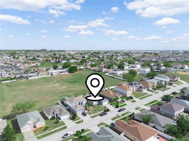 bird's eye view with a residential view