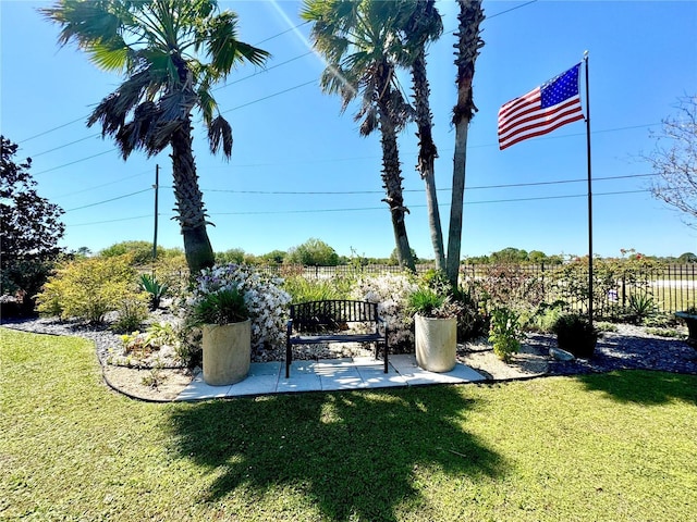 view of yard featuring a patio area and fence