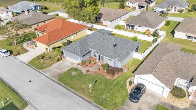 drone / aerial view with a residential view