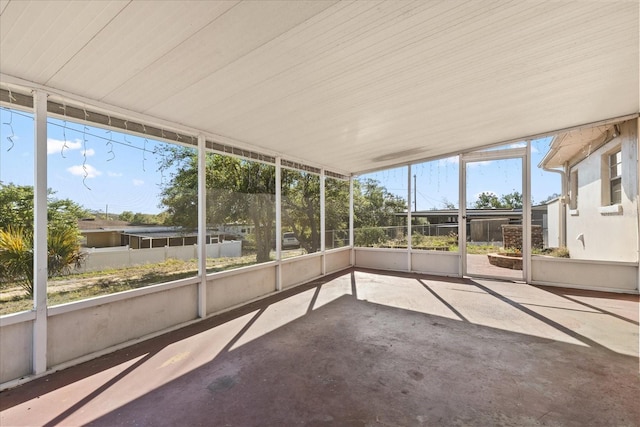 view of unfurnished sunroom