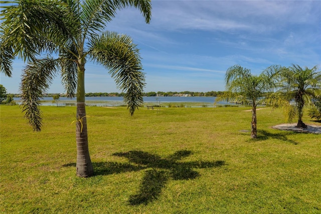 view of yard featuring a water view