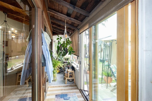 interior space featuring wooden ceiling