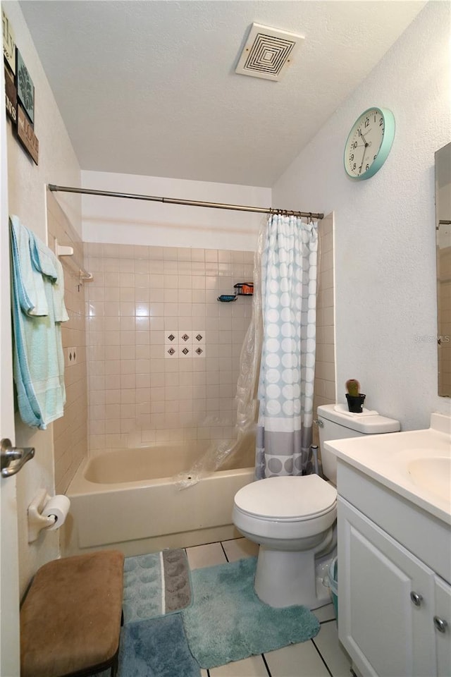 1618 Crystalview Trl, Lakeland, FL 33801 - full bathroom with tile patterned floors, toilet, shower / bath combination with curtain, and vanity