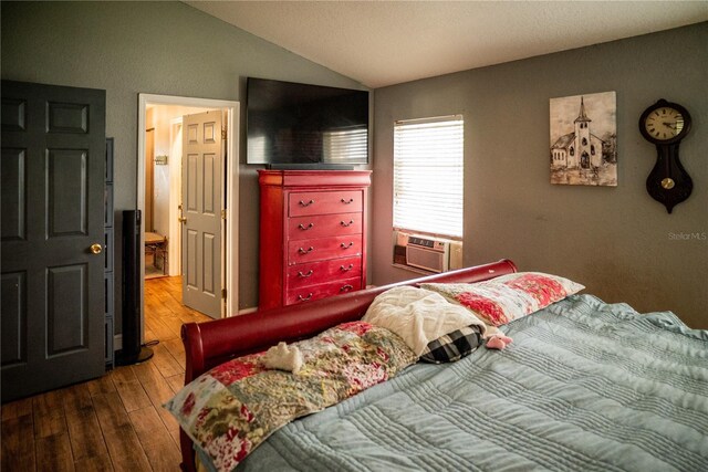 811 W Heron Pl, Winter Haven, FL 33884 - bedroom featuring lofted ceiling, hardwood / wood-style floors, and cooling unit