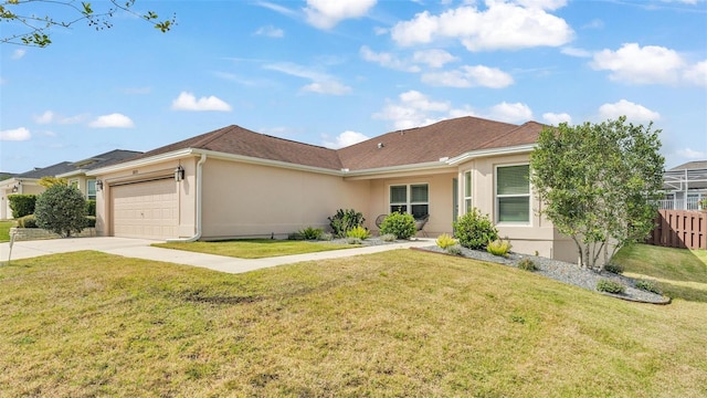 3273 Sennett Cir, Oxford, FL 34484 - single story home with driveway, fence, a garage, a front yard, and stucco siding