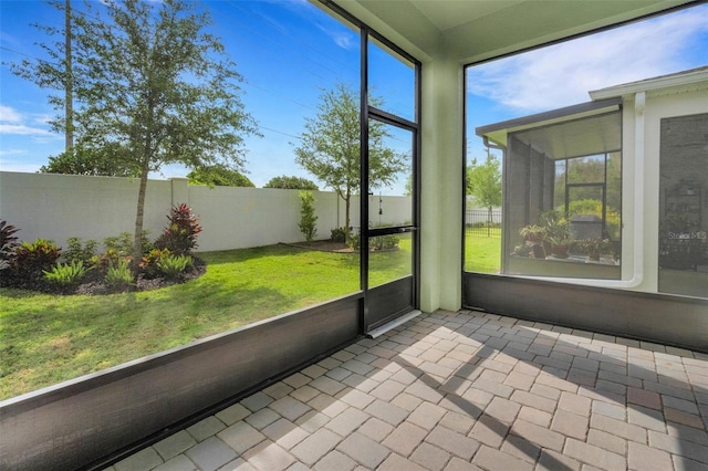 view of unfurnished sunroom