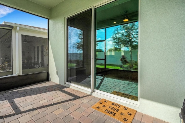 exterior space with a textured wall
