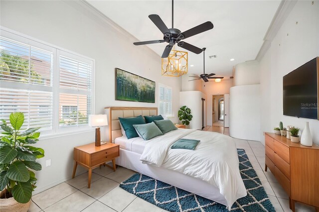 715 Hanover Ct, Lakeland, FL 33813 - bedroom with multiple windows, light tile patterned floors, and ornamental molding