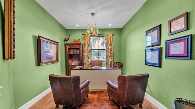 6372 English Creek Dr, Lakeland, FL 33811 - sitting room with a chandelier, wood finished floors, and recessed lighting
