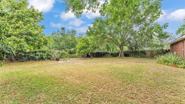 view of yard featuring fence