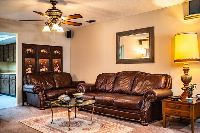 4101 N Forbes Rd, Plant City, FL 33565 - carpeted living area with a ceiling fan and a textured ceiling