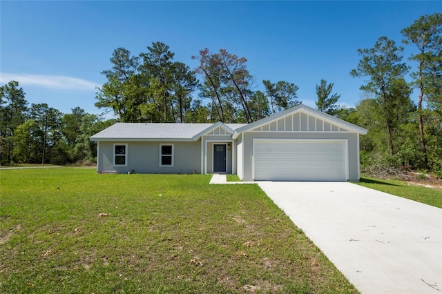 14385 SW 39th Court Rd, Ocala, FL 34473 - single story home featuring a garage, stucco siding, concrete driveway, and a front lawn
