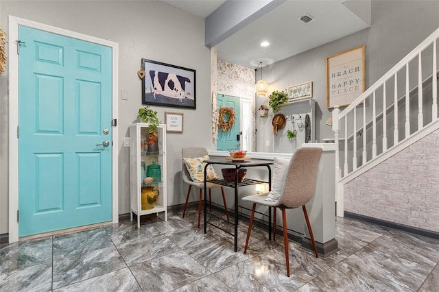 2125 Wild Grape Pl, Riverview, FL 33578 - entryway featuring stairway, marble finish floors, and recessed lighting