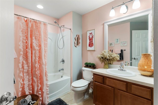 2125 Wild Grape Pl, Riverview, FL 33578 - bathroom featuring shower / bath combo, vanity, and tile patterned flooring