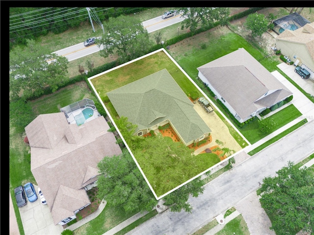 3300 Hawks Ridge Dr, Lakeland, FL 33810 - aerial view of property and surrounding area featuring property boundaries highlighted