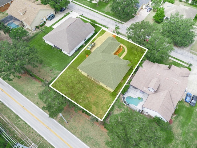 3300 Hawks Ridge Dr, Lakeland, FL 33810 - aerial view of residential area with property boundaries highlighted and a pool