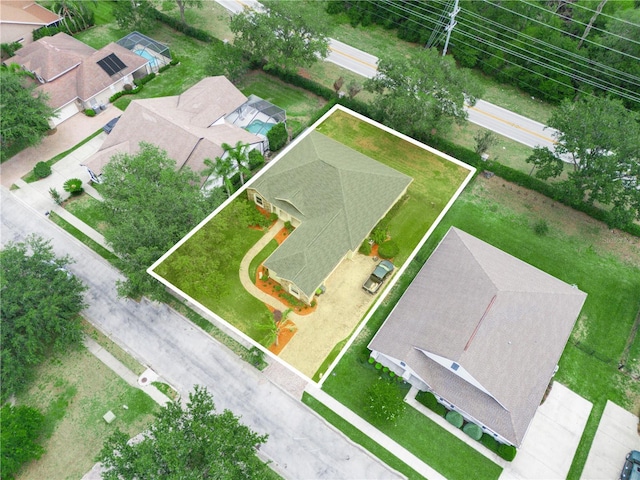 3300 Hawks Ridge Dr, Lakeland, FL 33810 - aerial perspective of suburban area with property boundaries highlighted