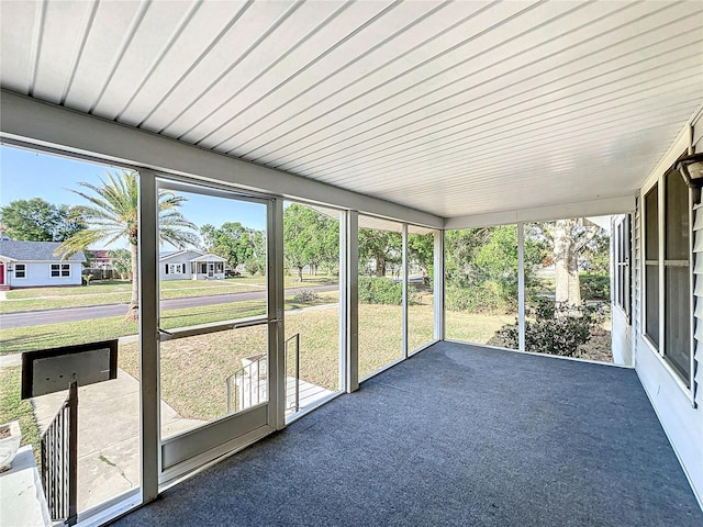view of unfurnished sunroom