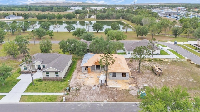 view of subject property with a large body of water