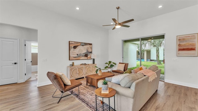 505 Shanklin Ave, Bartow, FL 33830 - living room with plenty of natural light, a ceiling fan, light wood-style flooring, and recessed lighting