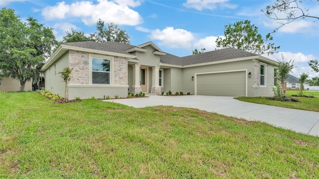 505 Shanklin Ave, Bartow, FL 33830 - single story home featuring an attached garage, a front lawn, concrete driveway, and stone siding