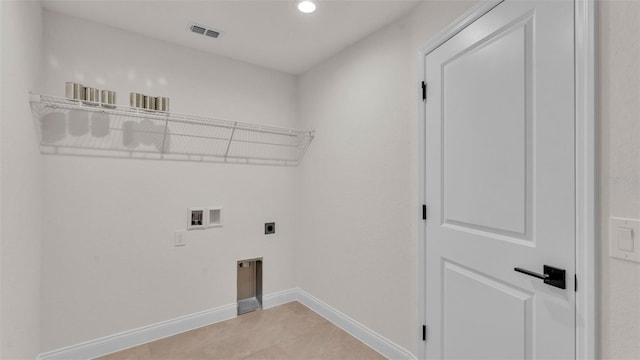 803 Allison Pl, Bartow, FL 33830 - laundry area featuring electric dryer hookup, hookup for a washing machine, recessed lighting, and light tile patterned floors
