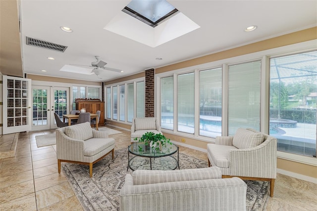 3906 Canyon Lake Pt, Lakeland, FL 33813 - sunroom with a wealth of natural light, french doors, and visible vents