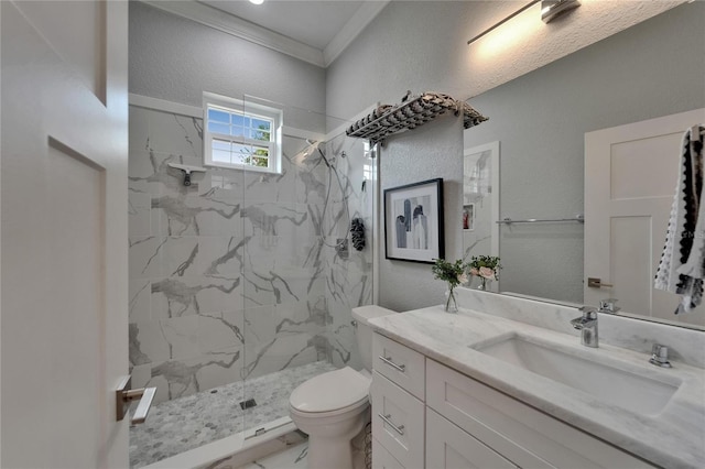 9004 Selph Rd, Lakeland, FL 33810 - bathroom with toilet, marble finish floor, vanity, and a marble finish shower