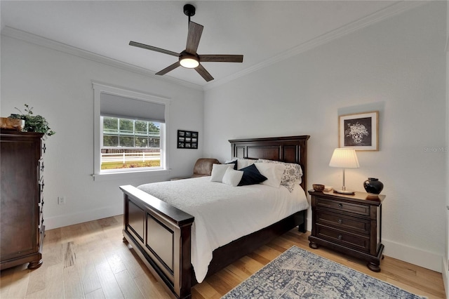 9004 Selph Rd, Lakeland, FL 33810 - bedroom featuring light wood-style floors, ceiling fan, baseboards, and ornamental molding