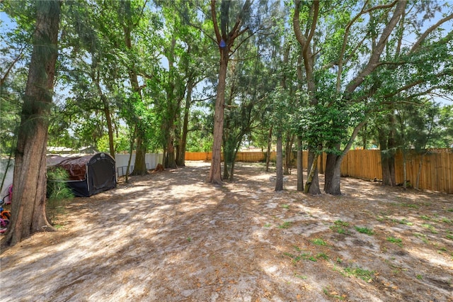 view of yard featuring a fenced backyard
