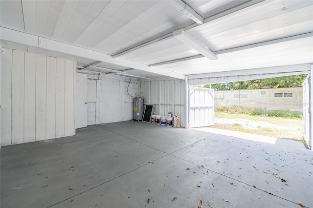 garage with electric water heater