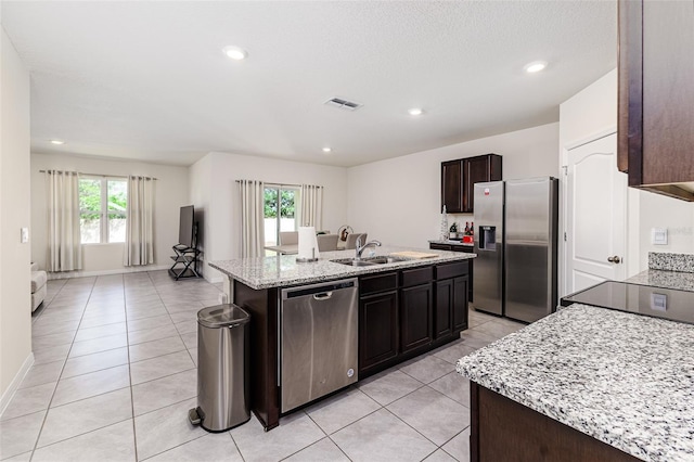 kitchen with plenty of natural light, visible vents, a sink, and appliances with stainless steel finishes