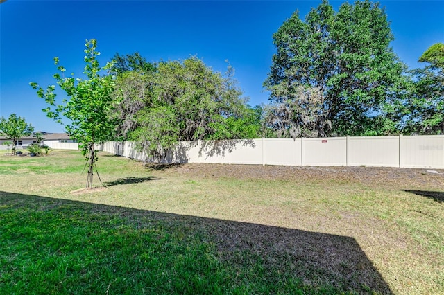 view of yard with a fenced backyard