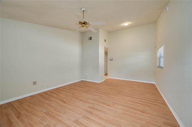 6315 Conductor Ct, Lakeland, FL 33813 - spare room featuring baseboards, a ceiling fan, visible vents, and light wood-style floors