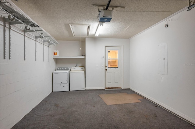 6315 Conductor Ct, Lakeland, FL 33813 - laundry area with a textured ceiling, attic access, separate washer and dryer, electric panel, and laundry area