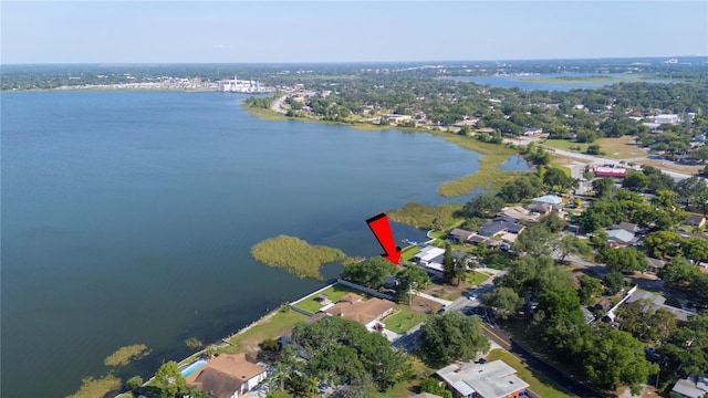 1502 Edgewater Beach Dr, Lakeland, FL 33805 - bird's eye view with a water view and a residential view