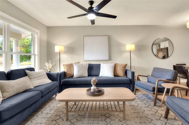 13032 Cumberland Dr, Largo, FL 33773 - living room with light wood-style floors and ceiling fan