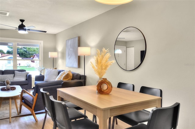 13032 Cumberland Dr, Largo, FL 33773 - dining room featuring light wood-type flooring, a ceiling fan, and visible vents