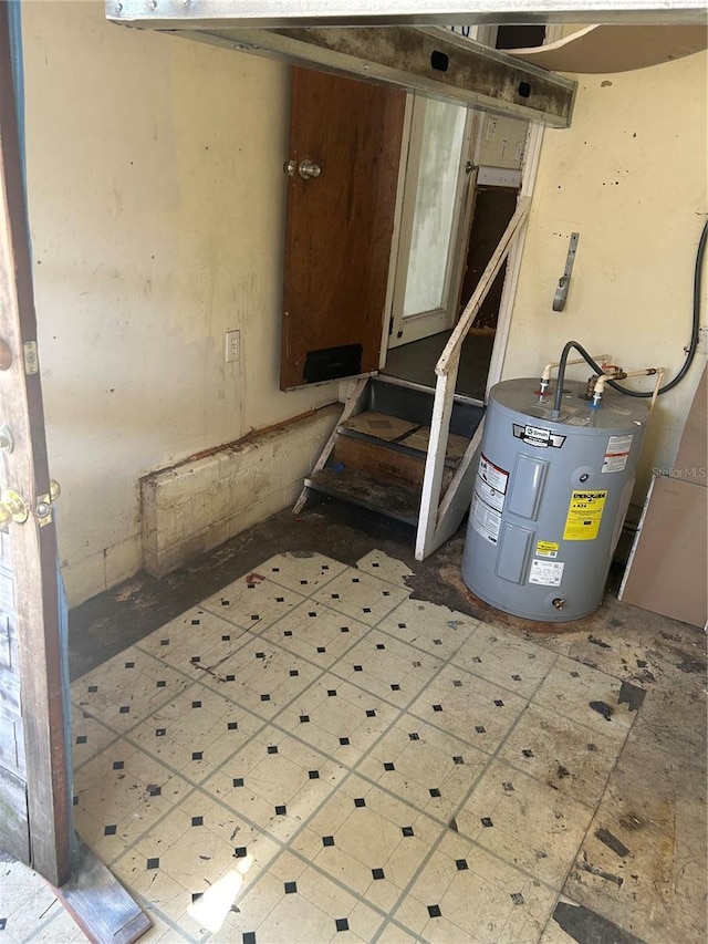 basement with water heater