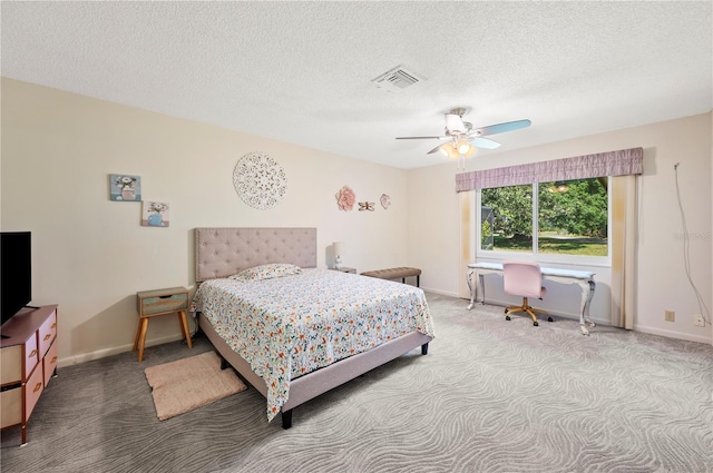 bedroom featuring carpet floors, visible vents, and baseboards