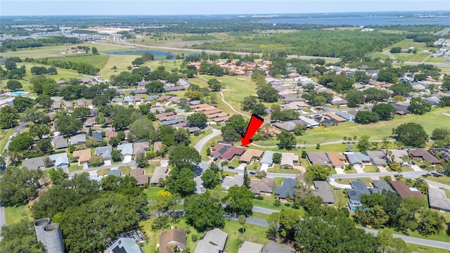 aerial view featuring a residential view and a water view