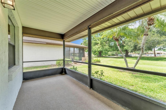 view of unfurnished sunroom