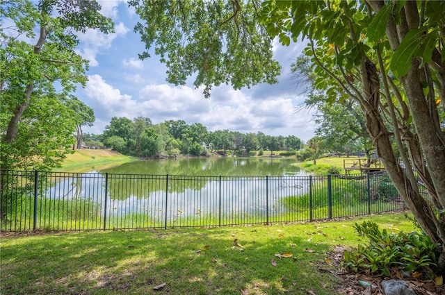 water view featuring fence