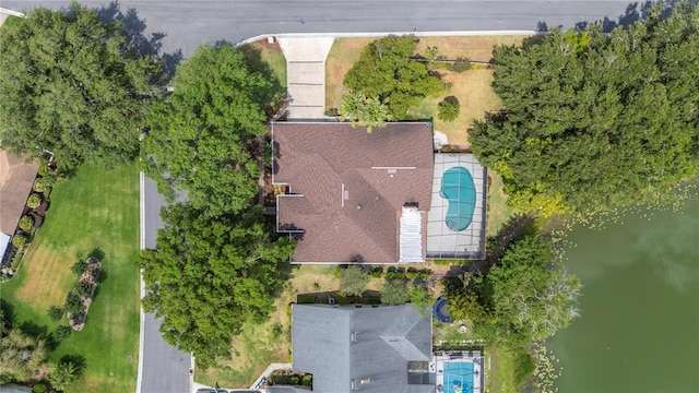 bird's eye view of a pool area