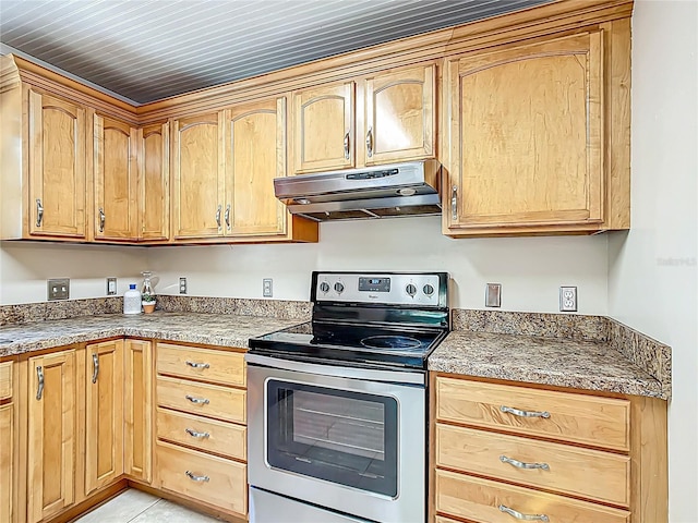 737 Kensington St, Lakeland, FL 33803 - kitchen featuring stainless steel range with electric stovetop and under cabinet range hood